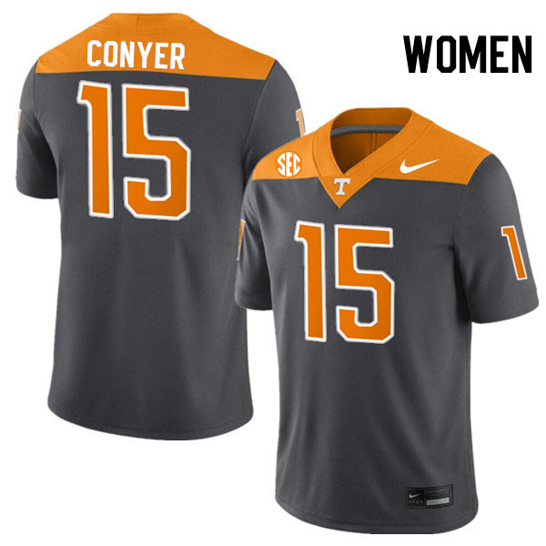 Women #15 Cristian Conyer Tennessee Volunteers College Football Jerseys Stitched-Anthracite